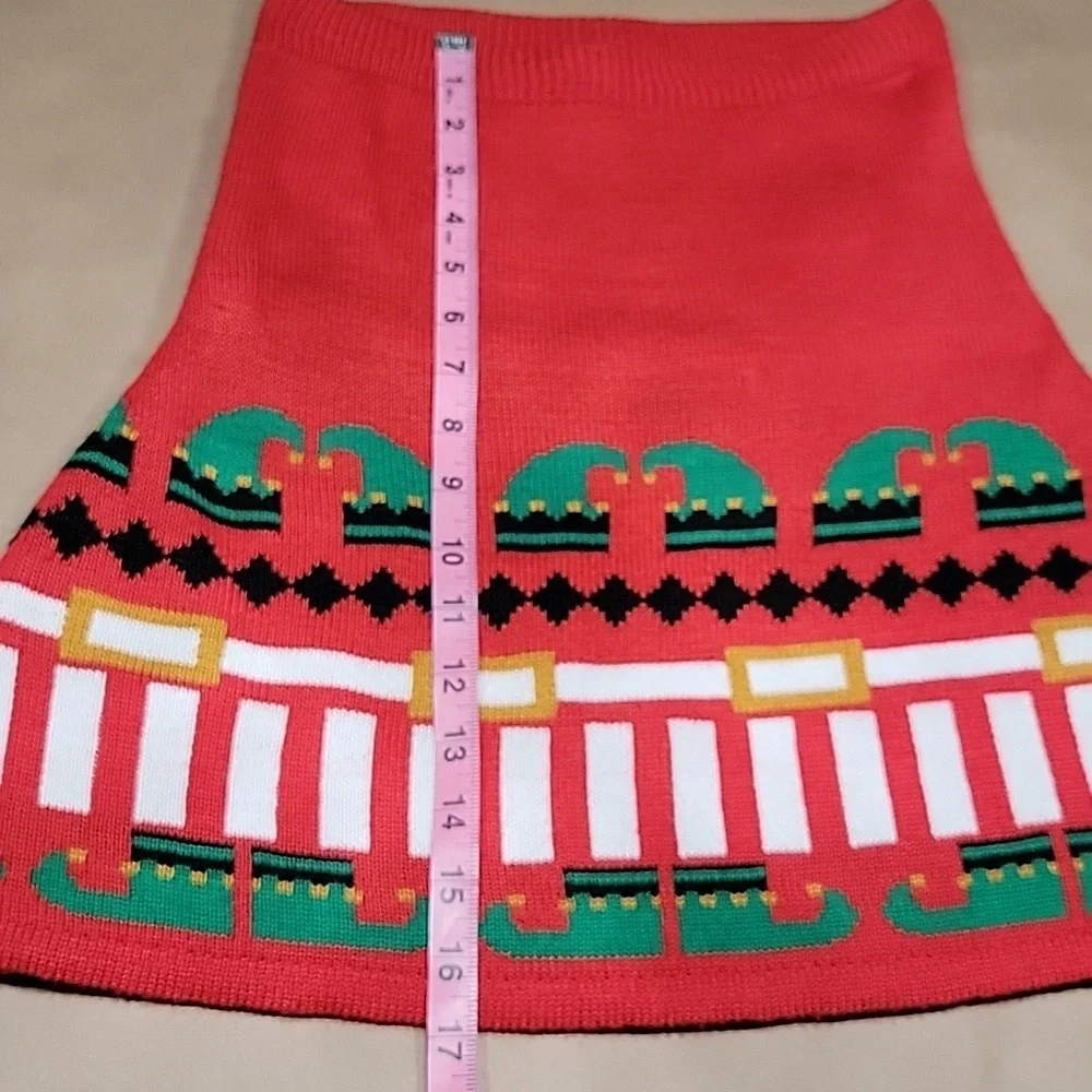 With Love Derek Size S Knit Sweater Skirt, Holiday Elf Pattern, Exc. Used Cond.